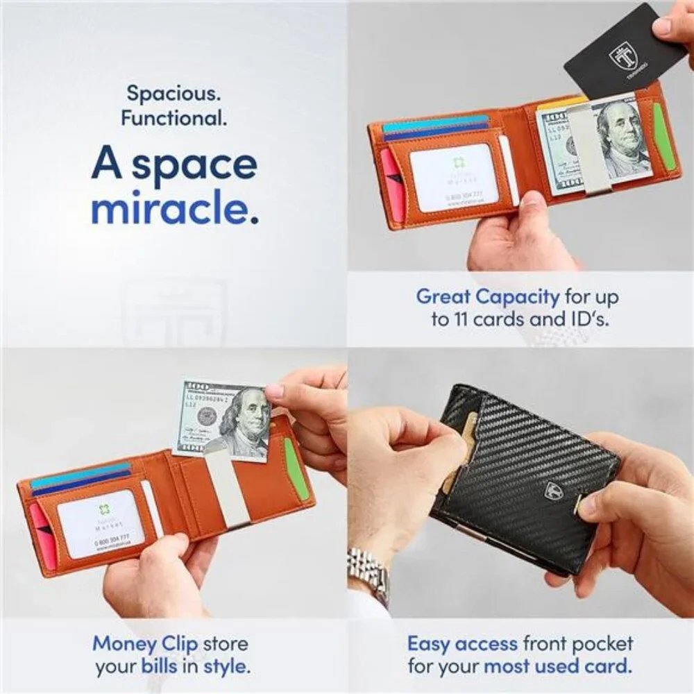 TRAVANDO Mens Slim Wallet with Money Clip AUSTIN RFID Blocking Bifold Credit